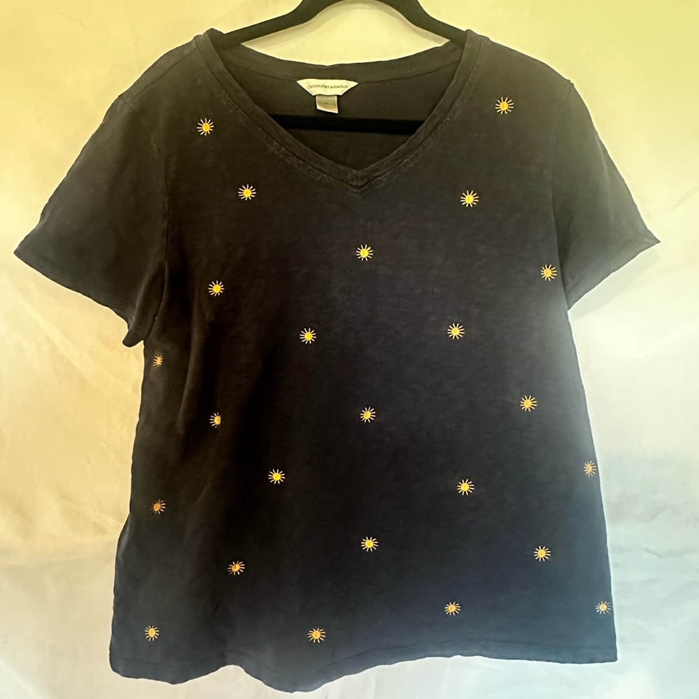 Women's blue with Yellow Floral Accents